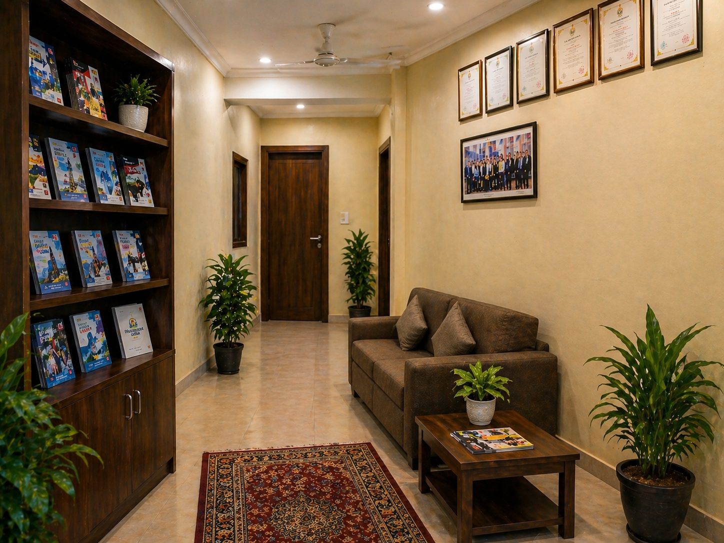 Student counseling waiting area at OM Educational Group