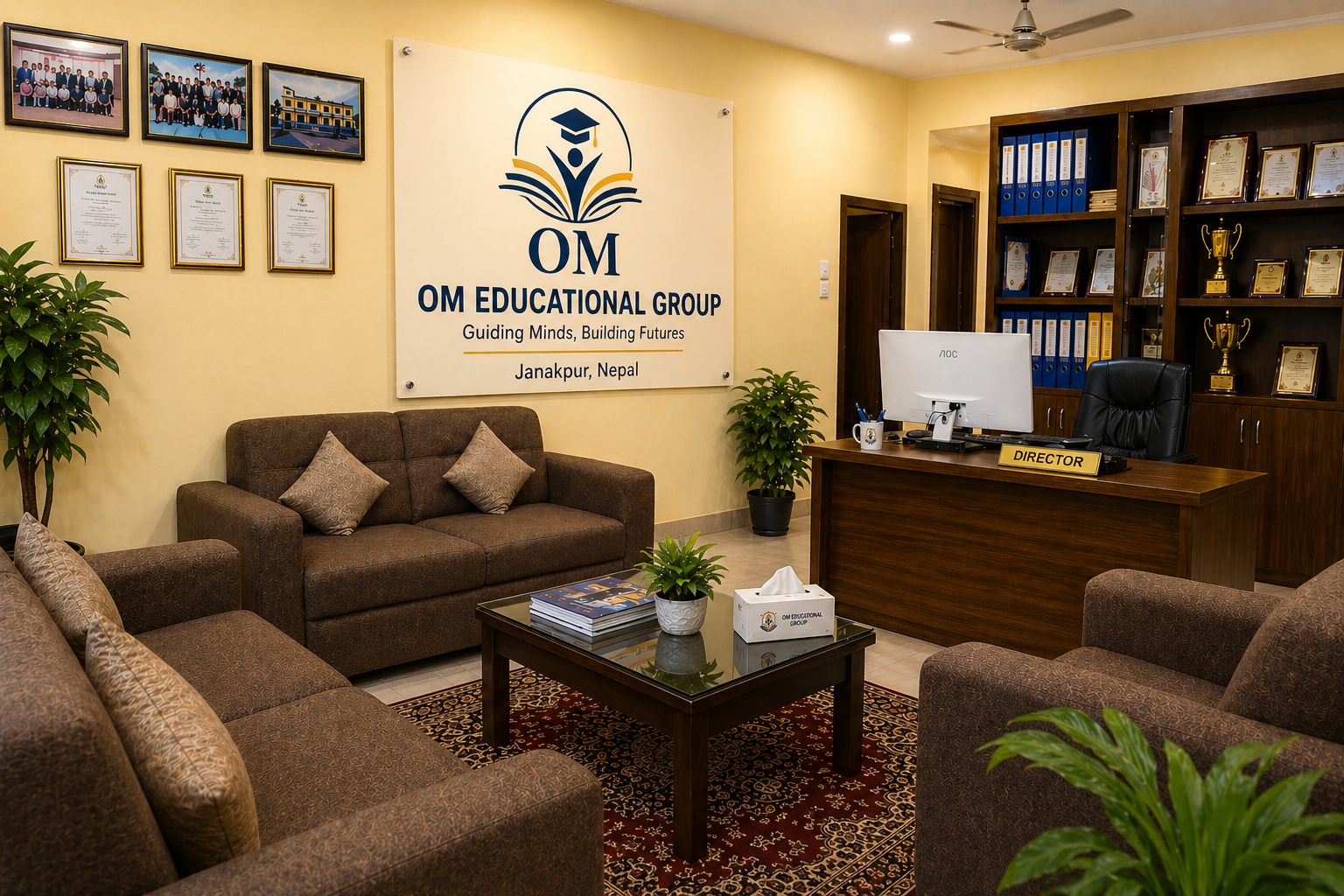 Student sitting area at OM Educational Group